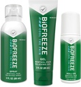 Biofreeze Schmerzlinderung Roll-On 2.5 FL OZ, Gel 3 FL OZ, Und Spray 3 FL OZ Variety Pack topische Schmerzlinderung für Muskeln und Gelenke von Arthritis, Backache, Strains, Bruises, Sprains (Package May Vary)