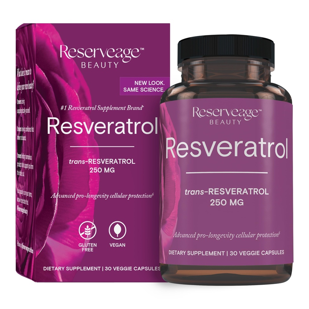 Reserve Schönheit, Resveratrol 250 mg, Antioxidans Ergänzung für Herz und zelluläre Gesundheit, Unterstützt gesundes Alter und Immunsystem, Paleo, Keto, 30 Kapseln