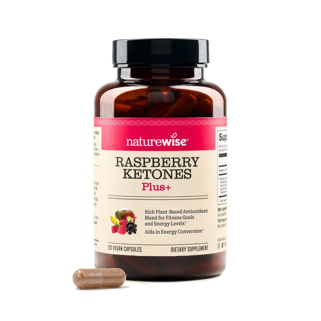 NatureWise Himbeere Ketone Plus - w/ Grüner Tee Extrakt, Cayenne Pfeffer, & Acai Berry - Unterstützt Antioxidans Gesundheit, Energie Levels, Gewicht Ziele - Vegan & Gluten-frei - 120 Kapseln[120-Tag Versorgung]