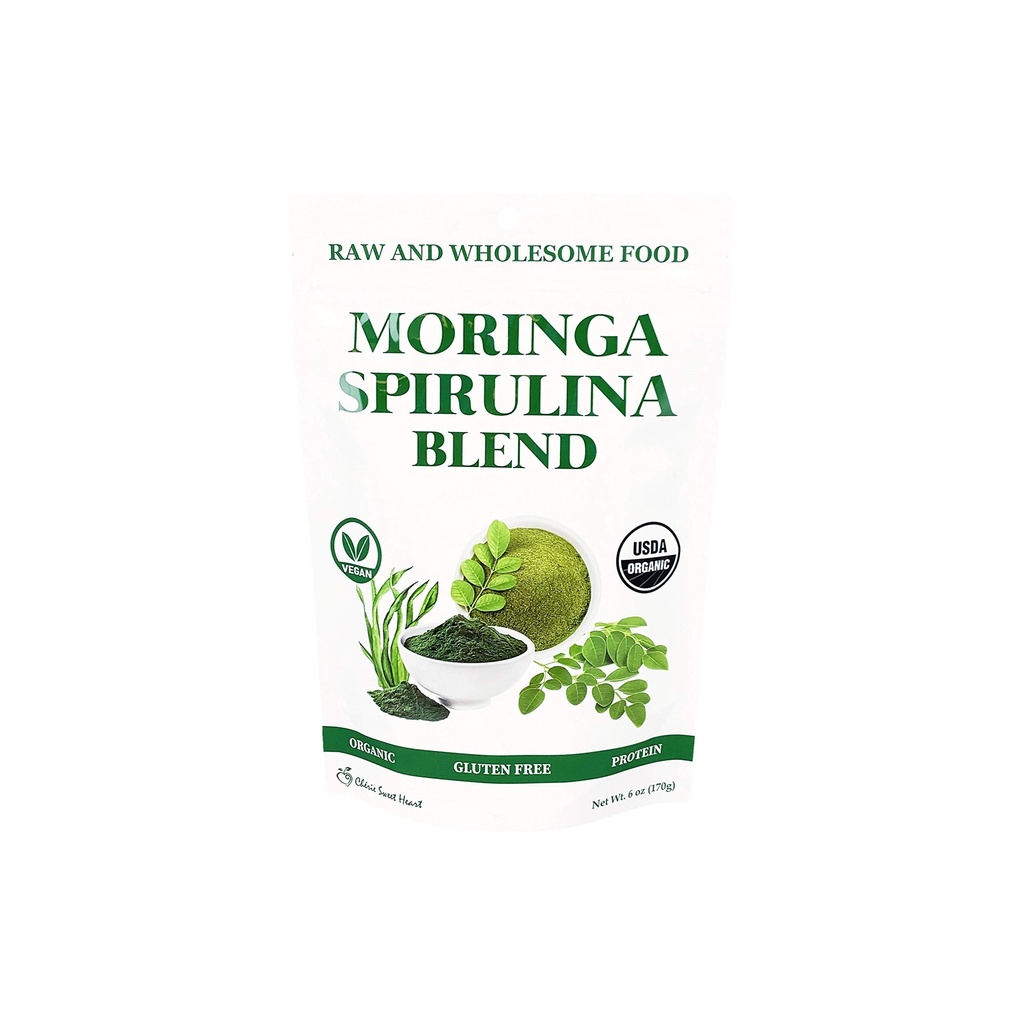 Chérie Sweet Heart Organic Moringa & Spirulina Superfood Blend, 6 oz – USDA Organic, Non-GMO, Vegan, Gluten-Free Supergreens Powder for Energy, Detox & Daily Wellness
