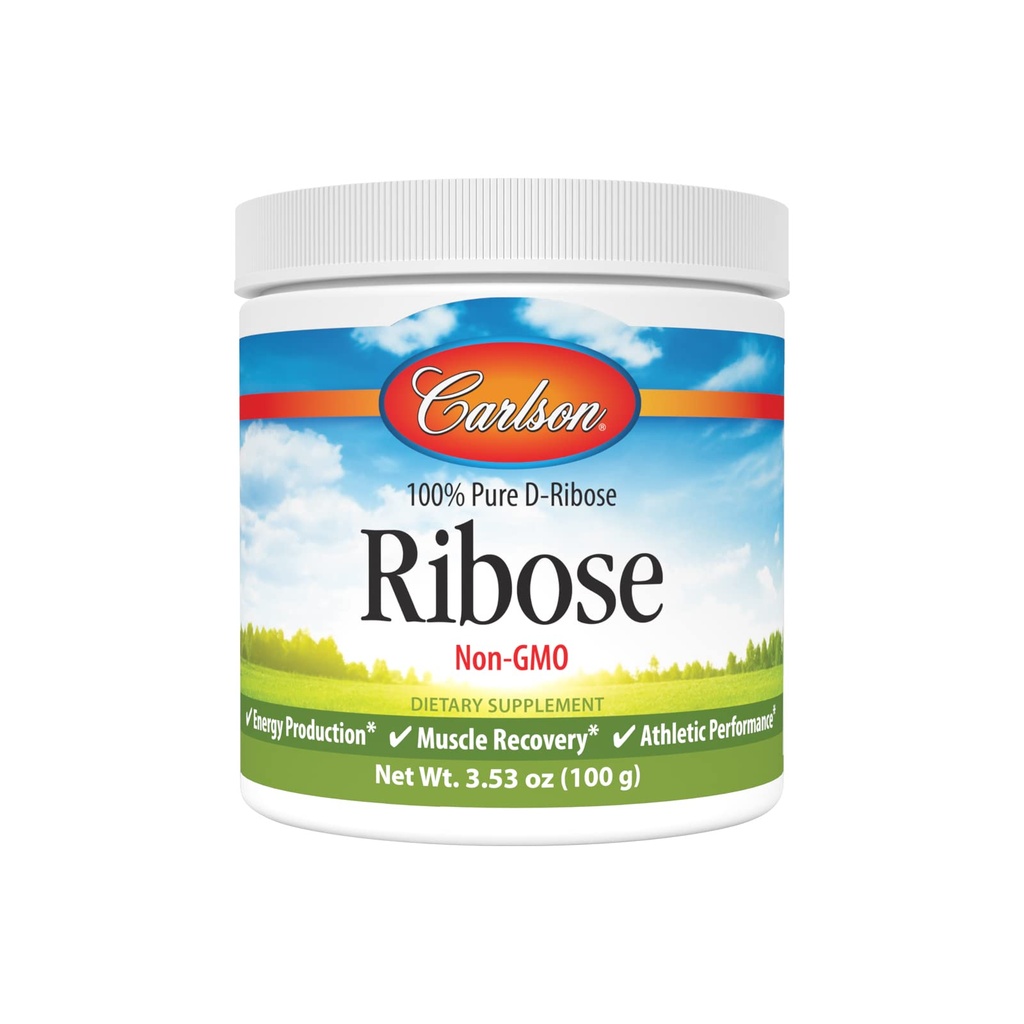 Carlson - Ribose, 100% tiszta D-Ribose, Non-GMO, Energy Production, Muscle Recovery & Athletic Performance, 3.53 oz (100 g)