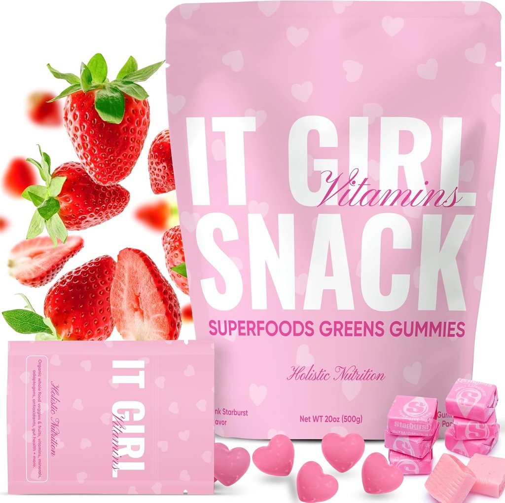 Gesunde Snacks für Erwachsene - Daily Super Greens Gummis, Multivitamin Superfood Gummy Bears, Spirulina, Chlorella, Prebiotics & Fiber für Verdauungs-Gesundheit, Adaptogene Supplement, 20 Vitamine & Minerals