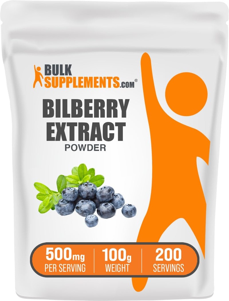 BulkSupplements.com Bilberry kivonat por - Bilberry kivonat kiegészítés, gyógynövény kiegészítés - Vegan & Glulten Free, 500mg per Serving, 100g (3.5 oz) (1-es csomag)