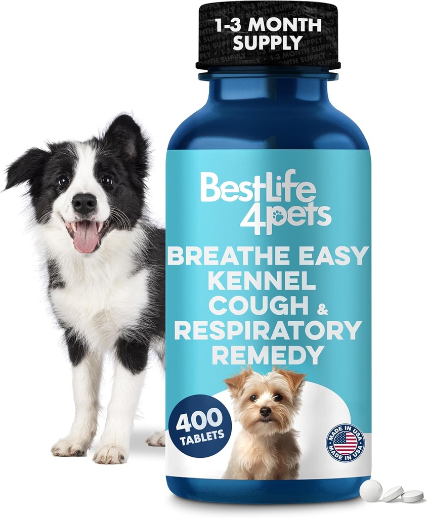 Atem Easy Natural Cough Relief für Hunde - Gentle Senior Dog Respiratory, Congestion and Sneezing Relief Plus Trachea und Airway Unterstützung für Brachycephalic Dogs sorgt für ruhige Spaziergänge & Restful Sleep