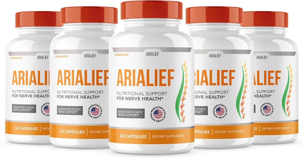 (5 PACK) Arialief Sciatica Nerve Support, Arialeef Advanced Nerve Health, Arialeaf Prime Palm Sciatica, Aria Leaf Primeppalm Aria Lief, Nerve Relief Sciatic Soothing (300 kapszula)