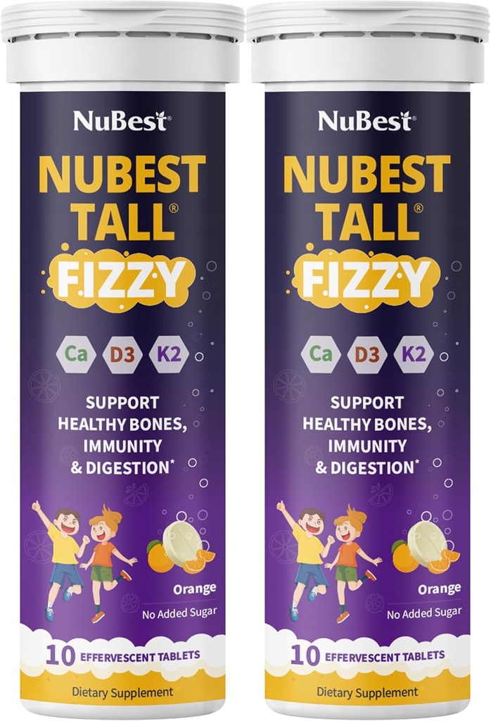 NuBest Tall Fizzy 124; Csont Erő, Immunitás, Emésztési egészség Gyerekek részére Életkor 4 + & Teens