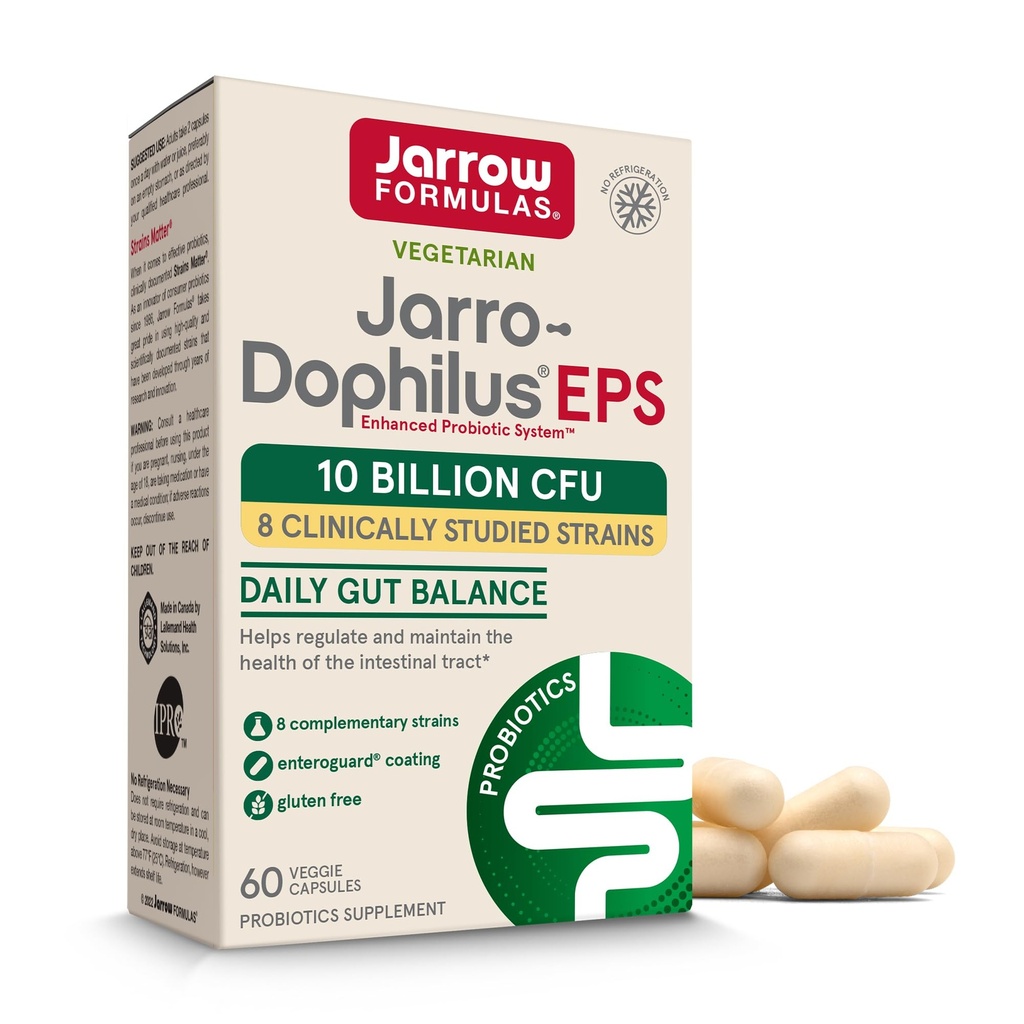 Jarrow Formulas Jarro Dophilus Probiotics 10 milliárd CFU - Probiotikus kiegészítő kapszula Digesztikus egészség & Gut Health nőknek és férfiaknak, 60 Veggie kapszula, 30 napig, Tartály állvány