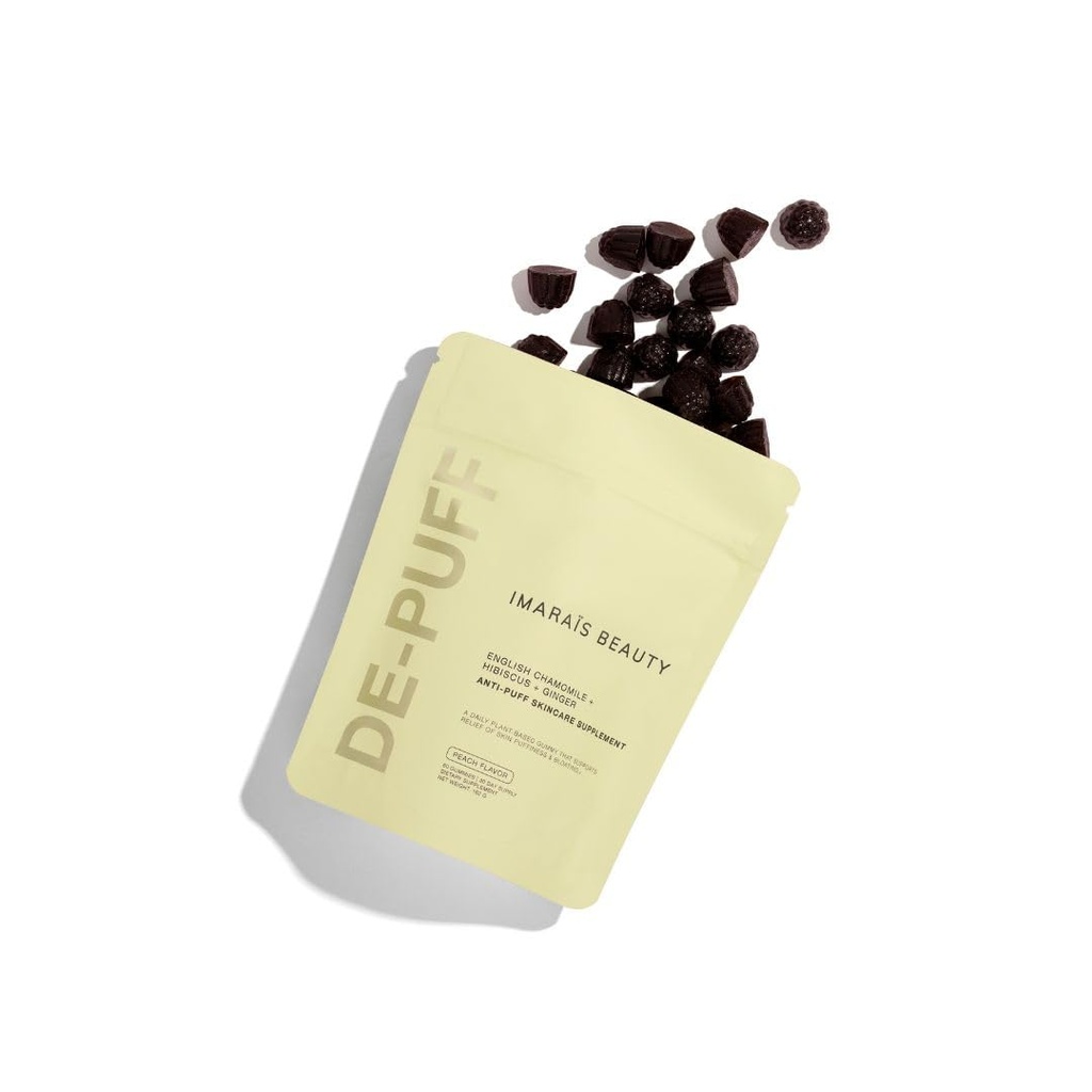 IMARAÍS Beauty von Sommer Ray Depuff Anti-Bloat Gummy - English Chamomile, Hibiscus, Ginger - Unterstützt Hautgesundheit, Gut Health, Haut Bloat & Puffiness - Sugar Free, PETA-Certified