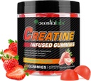 Kreatin Monohydrat-Gummi 5000mg für Männer & Frauen, Kreatin Monohydrat, L-Taurin, Vitamin B12 für Muskelwachstum, Stärke, Fokus, Energie & Gesundheit, Zuckerfrei, Vegan, Erdbeer-Flamvor, 120 Count