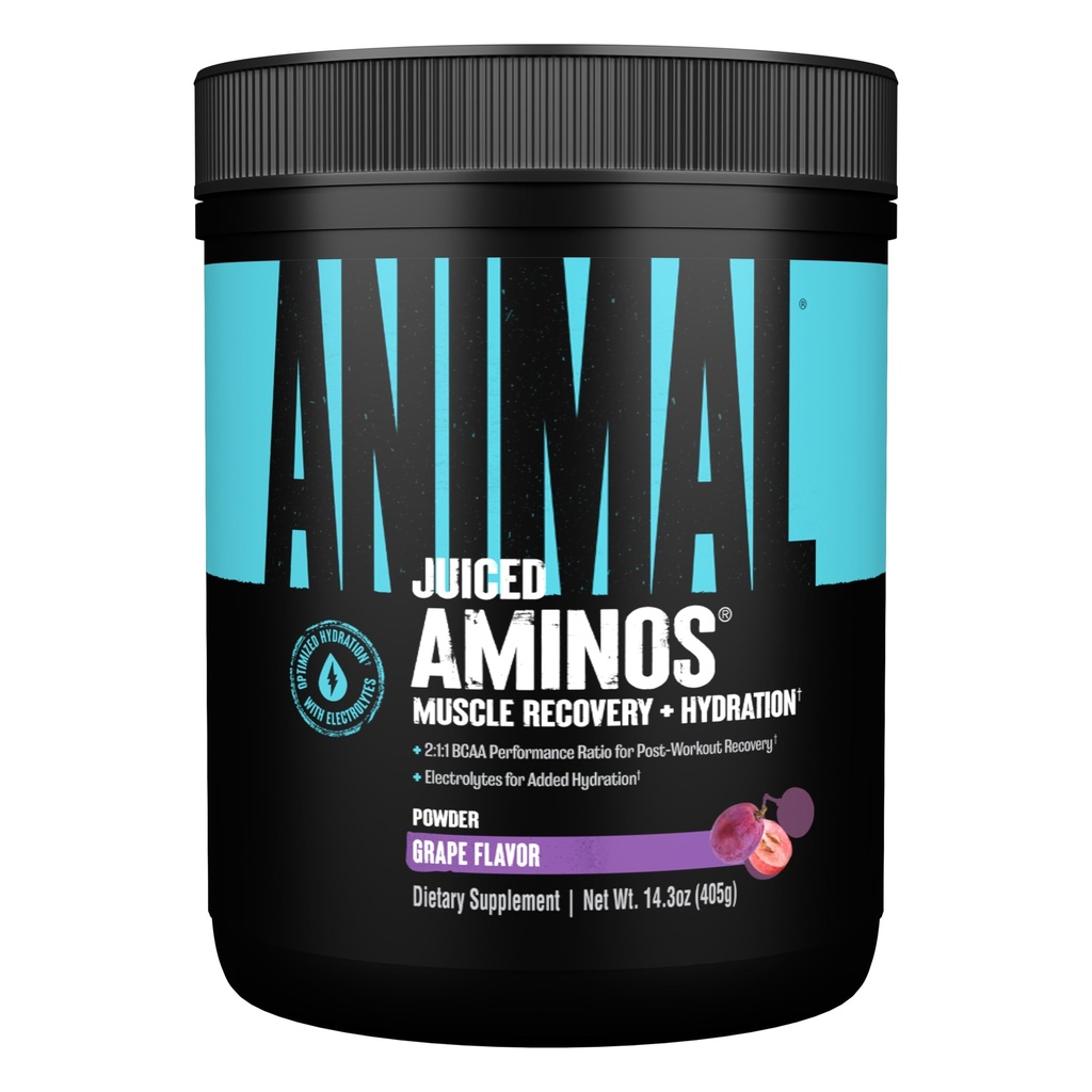 Állati Juiced Amino Acides - BCAA Powder EAA Matrix Plus hidratáció elektrolitokkal és tengeri sóval bármikor helyreállítás és jobb teljesítmény, Grape Flavor, 30 szervadékok