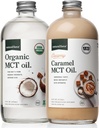 Natürliche Kraft Creamy Caramel MCT Öl + Bio Vollspektrum MCT Öl – Glutenfrei, Non GMO, 100% reine Kokosnuss MCT aus Bio-Kokos – Keto, Paleo und Vegan – 2x 16 Unze Glasflaschen