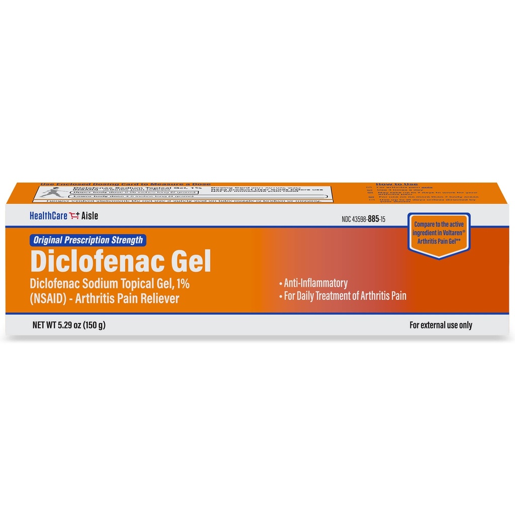 HealthCareAisle Diclofenac Gel, 1%, Arthritis Schmerzlinderung - 150 g Tube - Original Prescription Strength (NSAID)