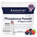 Phosphor-Ergänzungen 100 Packungen, Nahrungsergänzungsmittel Pulver mit Natriumphosphat und Kaliumphosphat, fruchtbetontes Phosphor-Ergänzungspulver für Elektrolyt, Knochengesundheit und Nierengesundheit