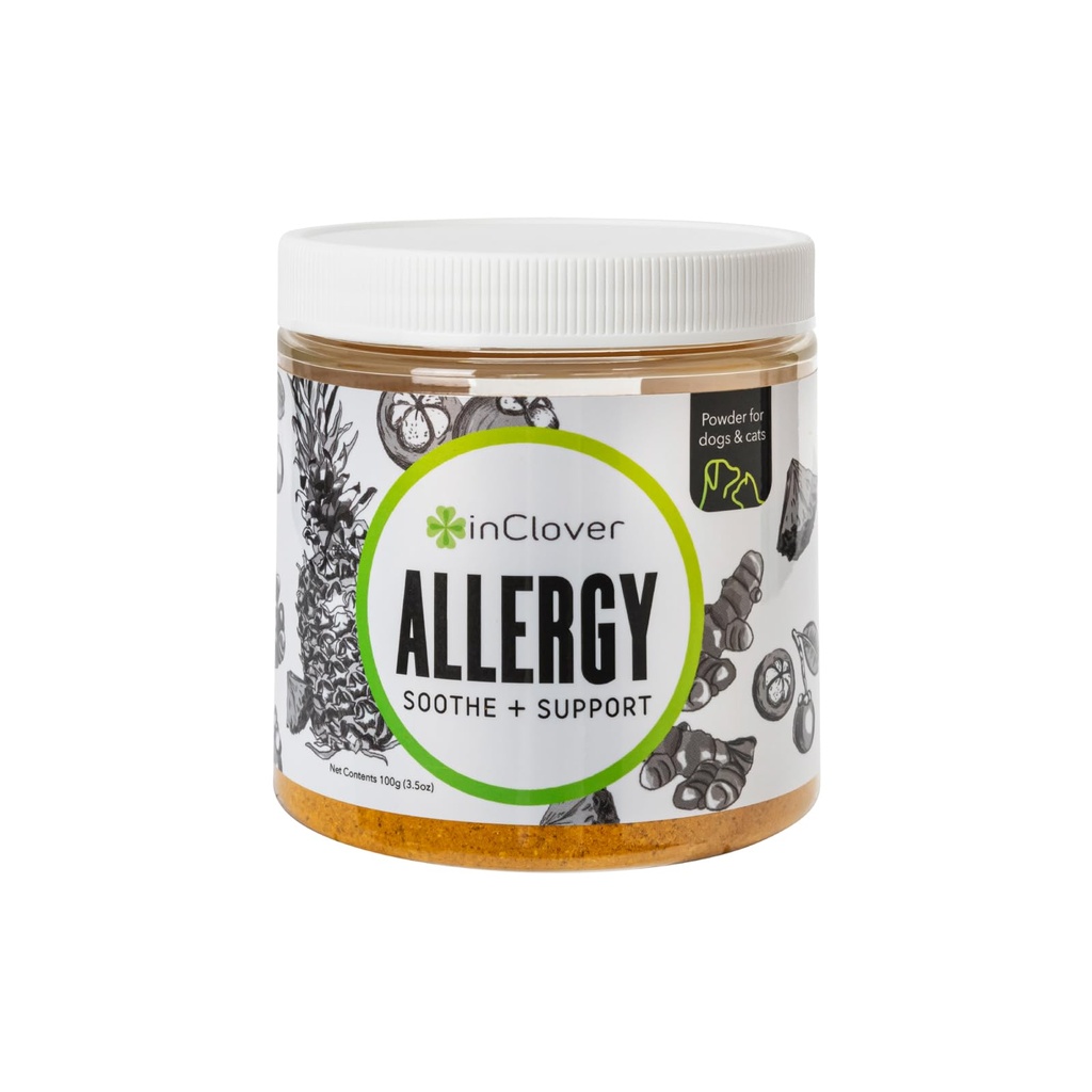 In Clover Natural Dog Allergy Relief Supplement mit Kurkuma - BioResiliant Treat Powder Supplement für Hunde mit saisonalen Allergien, Mangosteen hilft Histamin Levels zu erhalten