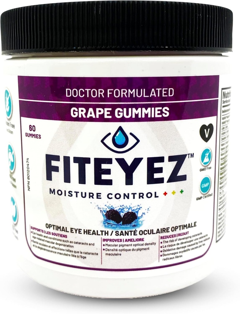 Eye Vitamins Gummees - Astaxantin, Lutein és Zeaxantin kiegészítők - 11 esszenciális szemészeti tápanyagok - Non-GMO & Gluten Free Supplement - Tartalmazza az E-vitamin, B1, B6, B9 & B12- 60 Gummies