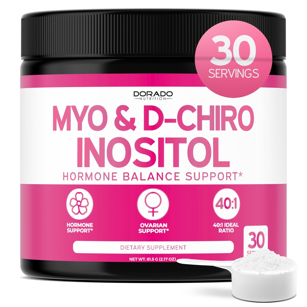 Myo-Inositol & D-Chiro Inositol Ergänzung Pulver (2050mg pro Servieren Ideal 40:1 Ratio Myo Inositol,30 Tage Versorgung) Für Hormon Balance für Frauen & Ovarian Gesundheit - Dritte getestet, Vegan & USA Made