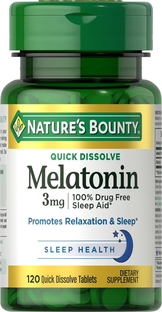 Természet Bounty Melatonin tabletta, 3 mg, 120 gróf