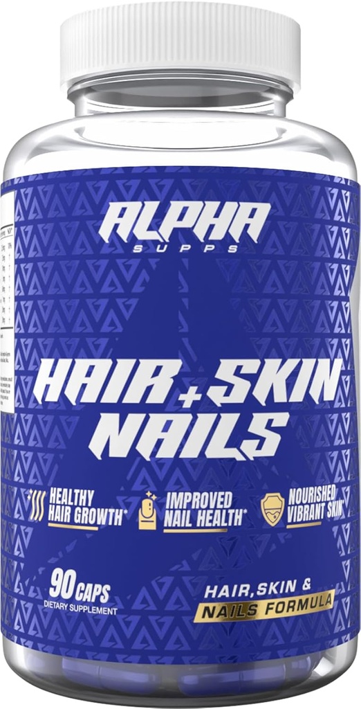 Alpha Supps Haar, Haut und Nägel Beilage für Frauen - Vibrant HSN Gesundheit und Stärke mit Biotin, Kollagen und Vitaminen zu unterstützen Haarwachstum, Dicke und Hautradiance - 90 Kapseln