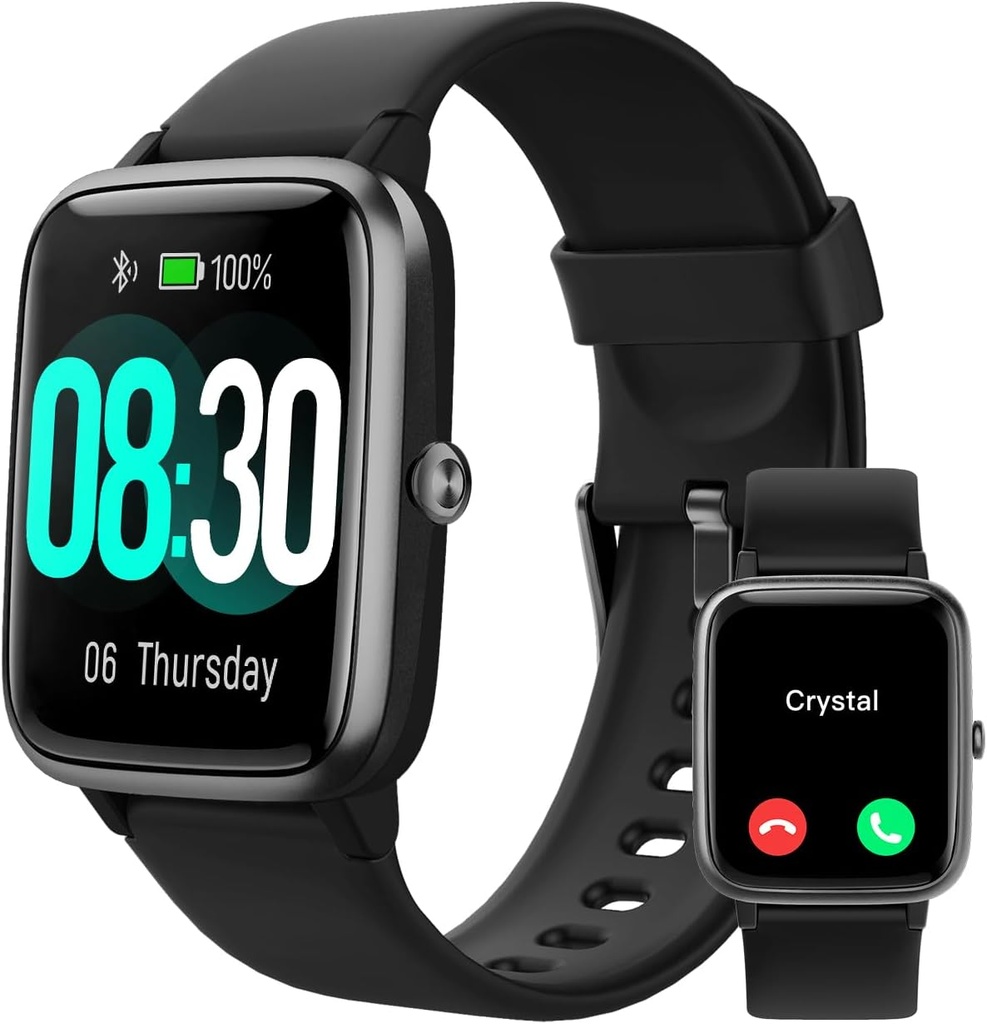 GRV Smart Watch für iOS und Android Phones (Answer/Make Calls), Uhren für Herren Frauen IP68 Wasserdichte Smartwatch Fitness Tracker Uhr mit Herzfrequenz/Schlaf-Monitor Schritte Kalorienzähler (schwarz)