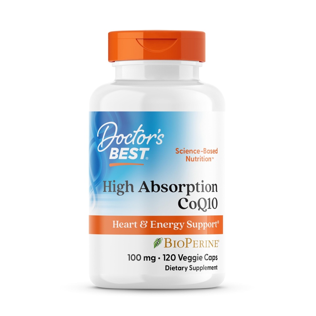 Doctor's Best High Absorption CoQ10 mit Bioperine, Heart Health & Energy Production, Non-GMO, Gluten & Soy Free, Vegan, 100 Mg, 120 zählen