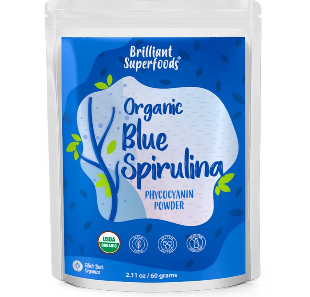 Ellie's Best Organic Blue Spirulina Powder (Phycocyanin Extract) - 60 Servierungen - Odorless - Vegan, Non GMO, Glutenfrei, Dairy-Free - Bio Food Coloring - für Smoothies & Protein Drinks etc.