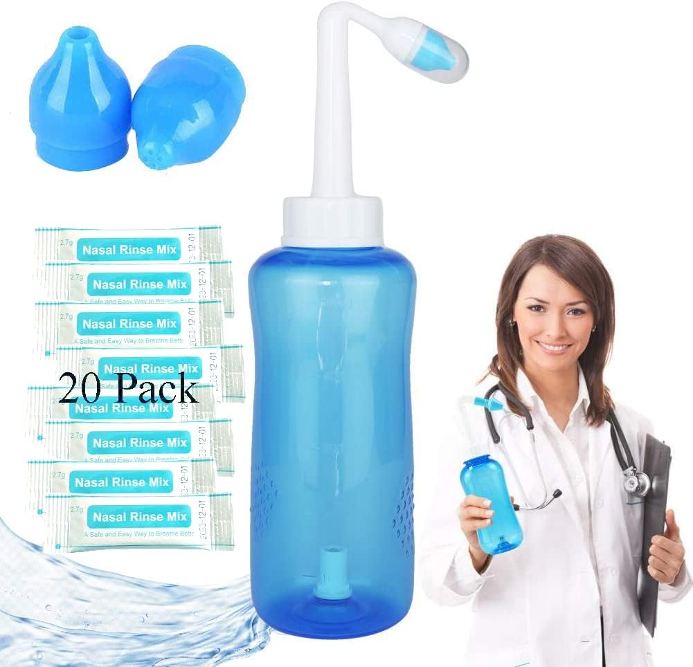 Nasal Wash Bottle, Sinus Rinse Bottle Nose Wash Cleaner 300ml Nasal Wash Bottle Pot Device Nasal Bewässerung - Nasenpflege und Feuchtigkeitspflege für Erwachsene & Kinder (1)