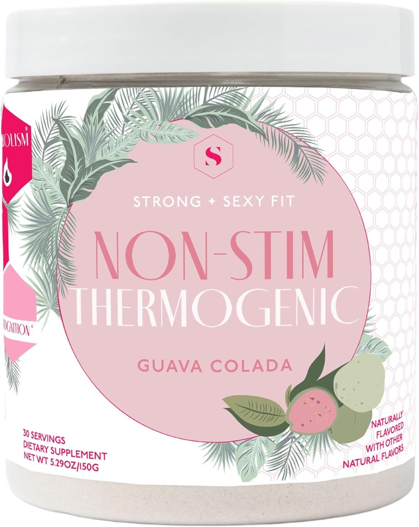 Stark + Sexy Fit, Gewicht und Ernährung unterstützen Gesundheits-Ergänzung, Koffeinfreies Non-Stim-Getränk-Pulver für Appetitkontrolle und Stoffwechselunterstützung, Ergänzungen für Frauen, Guava Colada Flavor, 30 SVG