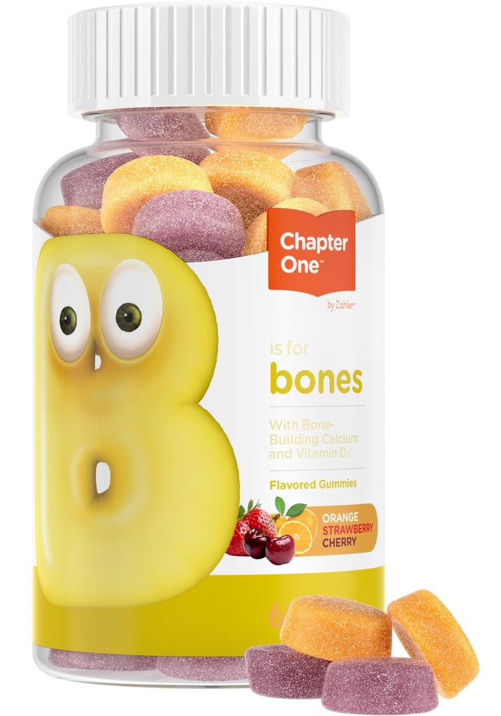 Zahler Yummy Kinder Kalziumgummis - Kinder Kalzium Vitamin D Gummis - Non-GMO Gluten Kostenlose 250mg Kalziumergänzung mit Vitamin D3 - Unterstützung starke Knochen & Zähne in Kleinkindern und Kindern (60 Zähler)
