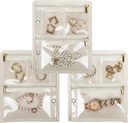 Reise Schmuck Organizer Fall, Schmuck Taschen Schmuck Aufbewahrungs-Buch Binder mit klaren Reißverschluss Velvet Tasche für Reisen, Ohrringe, Ringe, Halskette, Armband (Inner Seiten,Beige,3 PCS)