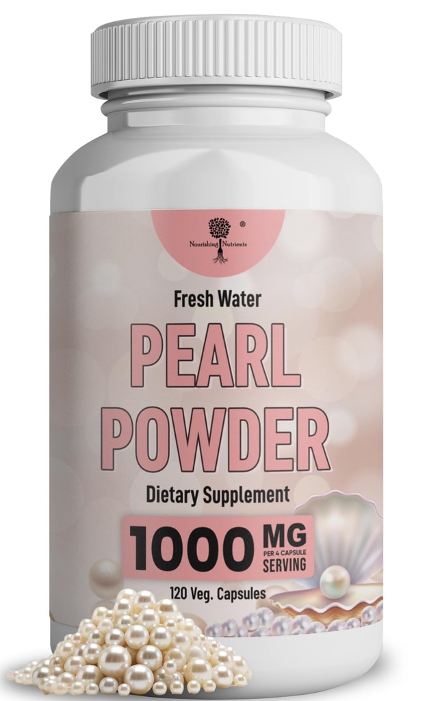 Pearl Powder Supplement für Hautgesundheit - Anti-Aging, Antioxidans & Collagen Produktion - Gesunde Augen, Haare & Nägel, unterstützt Immunität, Stimmung und Schlaf - Mit Calcium & Aminosäuren 120 Kapseln 1000mg