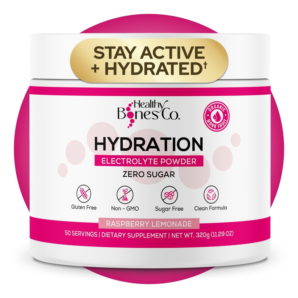 Zuckerfreies Elektrolyt-Pulver-Getränk-Mischung Schnelle Hydration Natürlich mit Bio-Monk-Frucht, Himbeer-Lemonade-Flaschen (325g) mit Schlüsselelektrolyten und Trace-Mineralien -Keto Friendly, Vegan