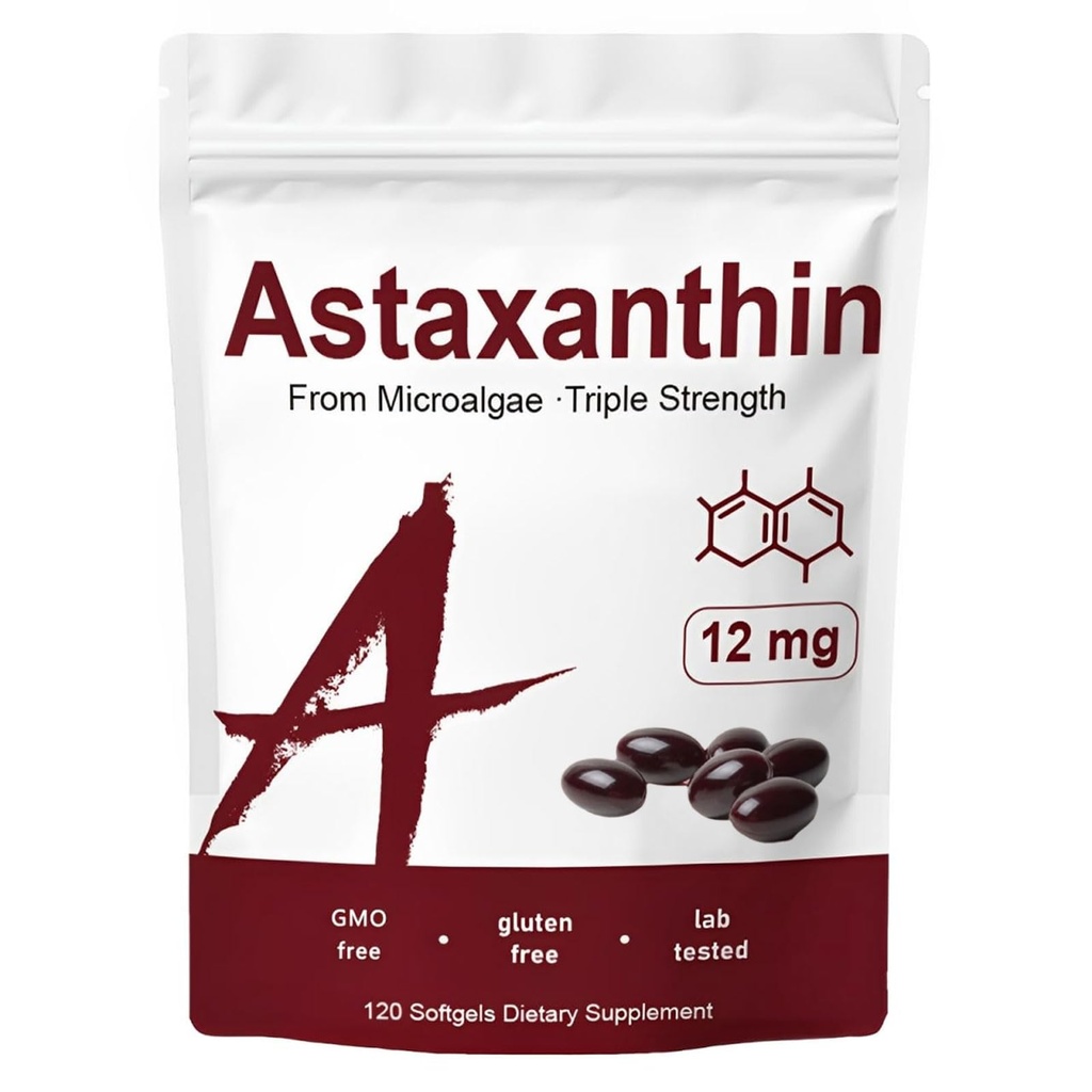 Zions Organics Astaxanthin 12mg, 120 Softgels, Premium Astaxanthin Antioxidante Ergänzungen, Unterstützt Immun-, Haut-, Augen- und Gelenkgesundheit-Non-GMO, Glutenfrei, 4 Monate Versorgung, 120 Portionen