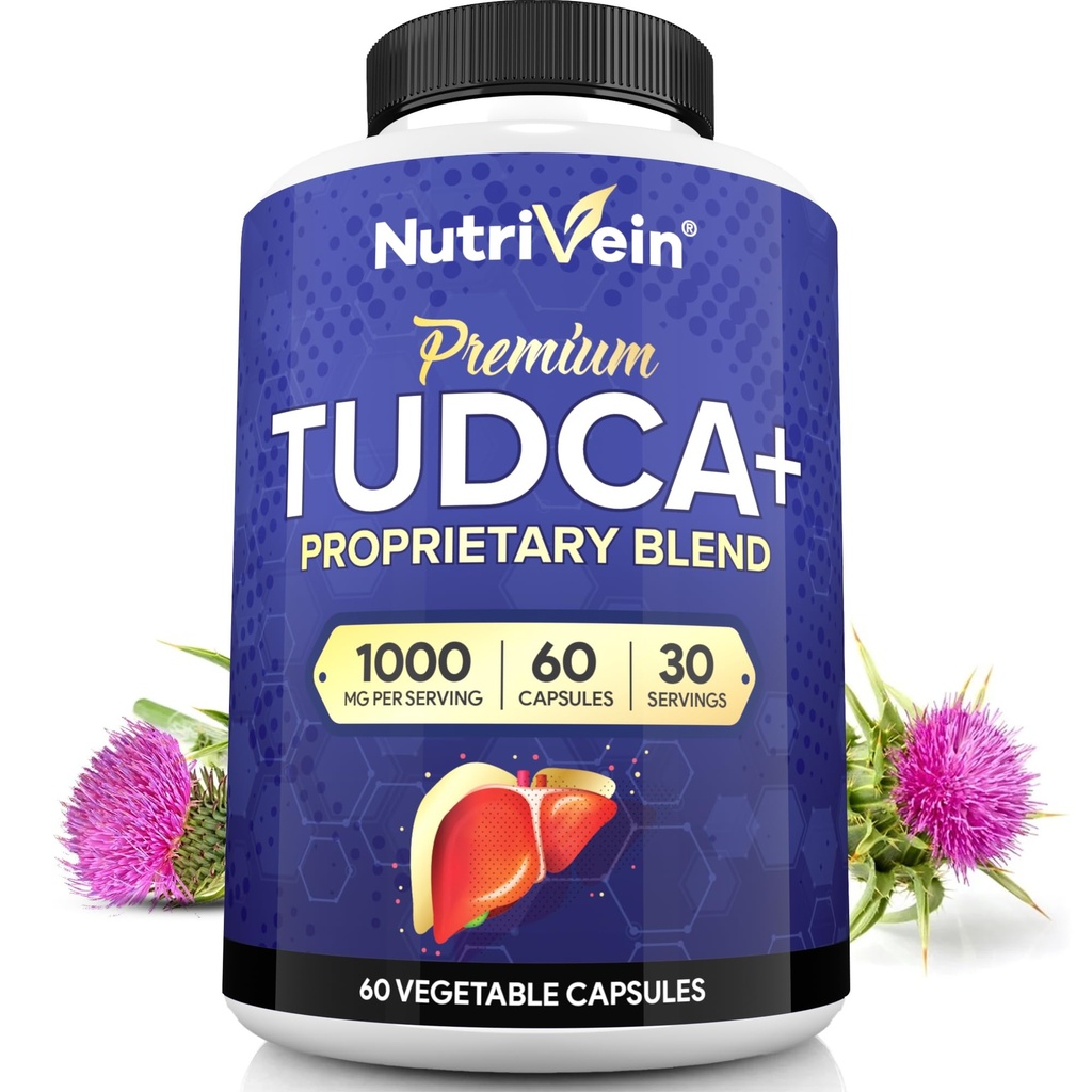 Nutrivein Premium TUDCA + Májfenntartó kiegészítés 1000mg - 30 napos ellátmány (60 kapszula): TUDCA-kiegészítés Bile Salts for Life Wellness