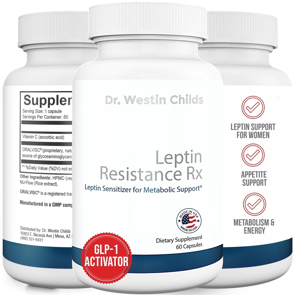 Dr. Westin Childs | Leptin Resistance Rx – Natural Leptin Sensitizer Support Supplement für Frauen für Schilddrüse, Metabolische Gesundheit, Vitalität, Energie, Fokus mit Glycosaminoglycans, Vitamin C - 60 ct