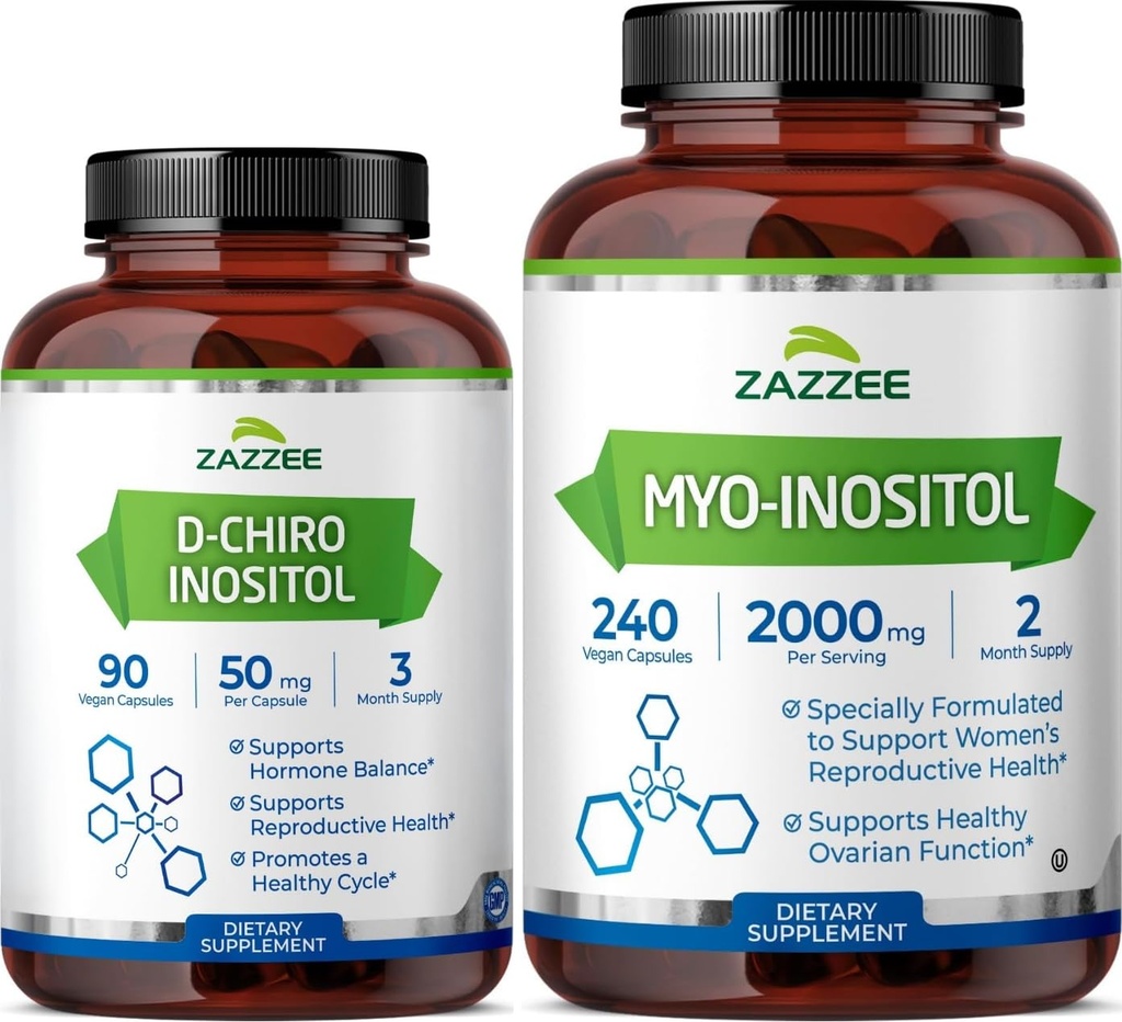 Zazzee 40:1 Ratio Myo und D-Chiro Inositol Ergänzung für Frauen | D-Chiro und Myo Inositol Kapseln für die Cycle Regulation Ovarian Support & Gesamthormon Balance für Frauen - Vegan & ISO Lab getestet