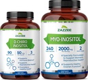 Zazzee 40:1 Ratio Myo und D-Chiro Inositol Ergänzung für Frauen | D-Chiro und Myo Inositol Kapseln für die Cycle Regulation Ovarian Support & Gesamthormon Balance für Frauen - Vegan & ISO Lab getestet