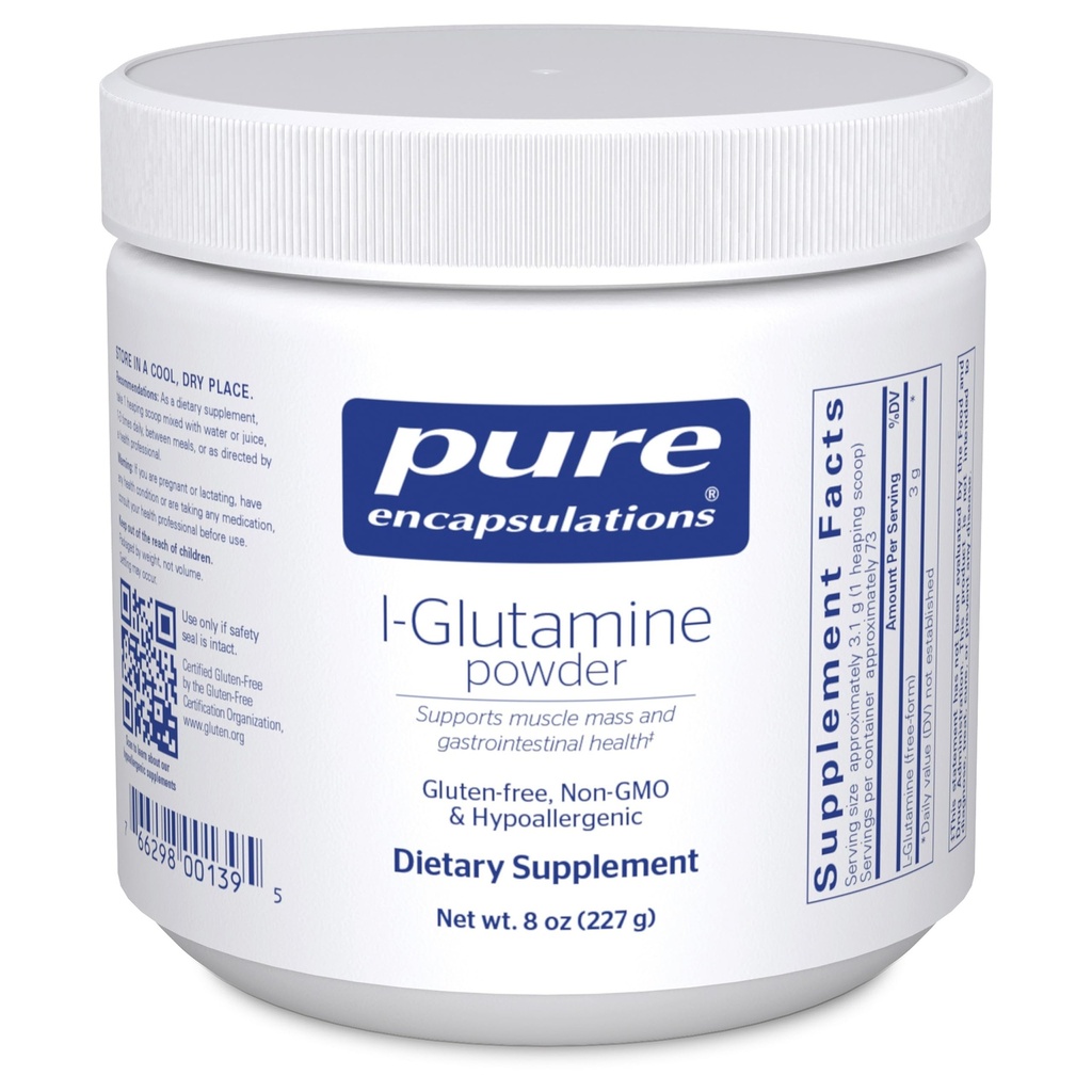 Reine Kapseln L-Glutamin-Pulver - Ergänzung für Immun- und Verdauungsunterstützung, Gutgesundheit und Futter, Stoffwechsel und Muskelunterstützung* - mit reinem L-Glutamin - 8 Unzen