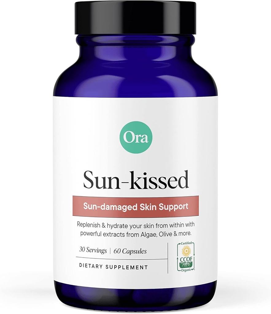 Ora Organic Skin Health Supplement - Sun Damage Support - Fördert die natürliche Verteidigung der Haut | Vegan Antioxidantien einschließlich Astaxanthin und Carotinoide - 1 Monat Versorgung, 60 Kapseln