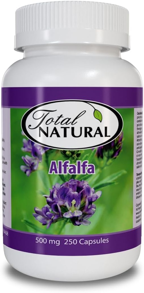 Natürliche Alfalfa Ergänzung 500mg 250 Kapseln [1 Flaschen], reich an Vitaminen & Spuren Mineralien, fördert Energie & Vitalität, fördert Verdauungsgesundheit