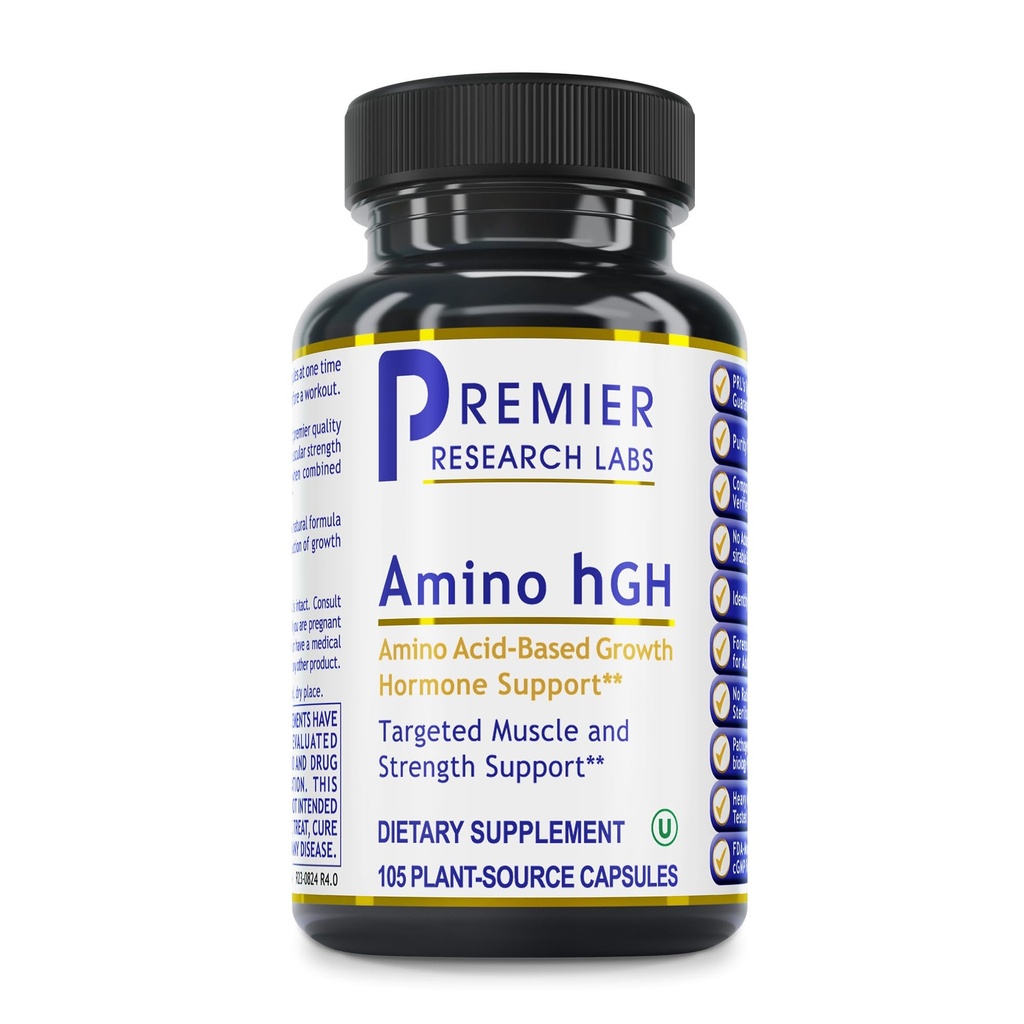 Premier Research Labs Amino HGH - HGH Supplements for Men, HGH Supplements for Women, Amino Acids, L-Arginine, L-Lysine, HGH Enhancer, Support Human Growth Hormone and Muscle Growth - 105 Capsules