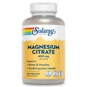 SOLARAY Magnesium Citrate 400mg - Magnesium Supplement - Knochengesundheit, Muskel, Entspannung und Herzgesundheit Unterstützung - Verbesserte Absorption, Vegan, Glutenfrei, 60-Tage Garantie, 60 Servietten, 180 VegCaps