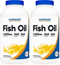 Nutricost Fish Oil Omega 3 Softgels with EPA & DHA (1000mg halolaj, 560mg Omega3), 240 Softgels, Non-GMO, Gluten Free. (2-es csomag)