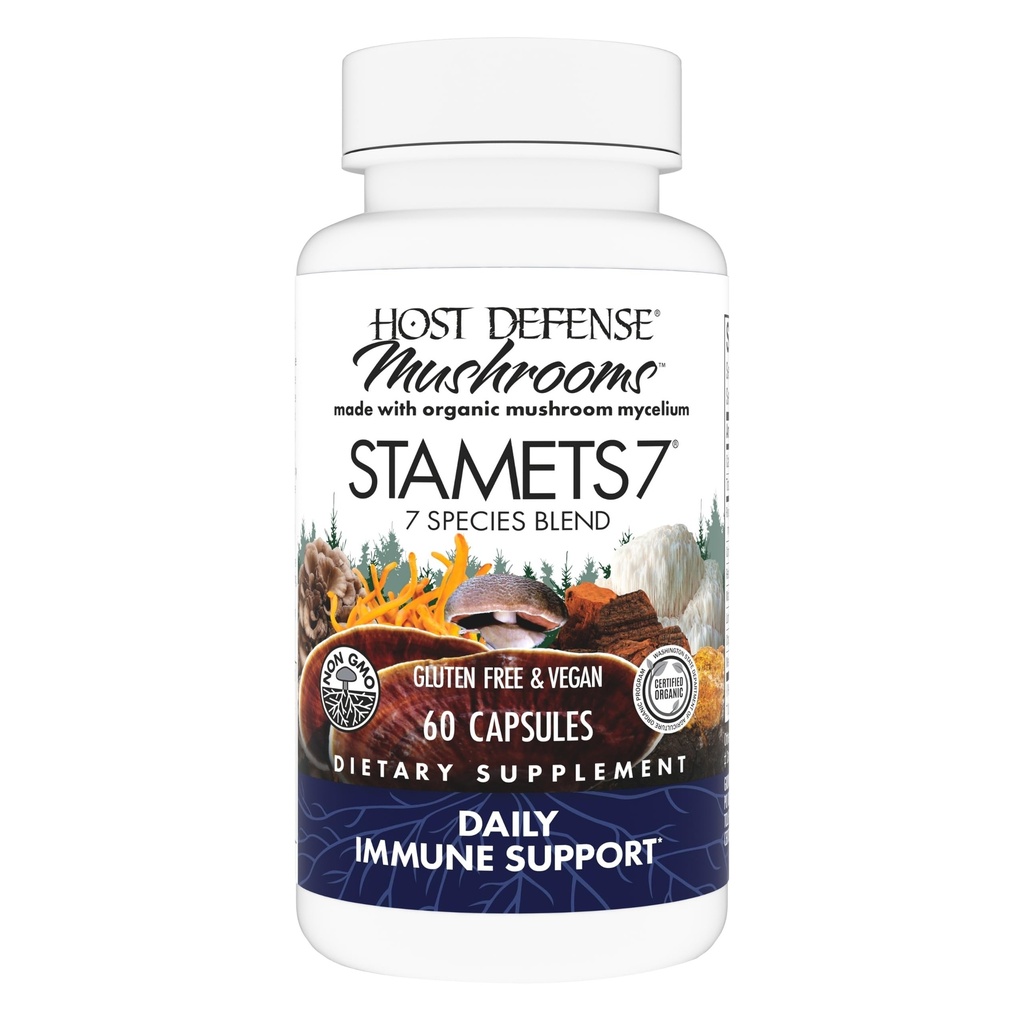 Host Defense Stamets 7-7 Spezies Blend - Pilzergänzung für Immununterstützung - Inklusive Royal Sun Blazei, Cordyceps, Reishi, Maitake, Lion's Mane, Chaga & Mesima - 60 Kapseln (30 Servierungen)*