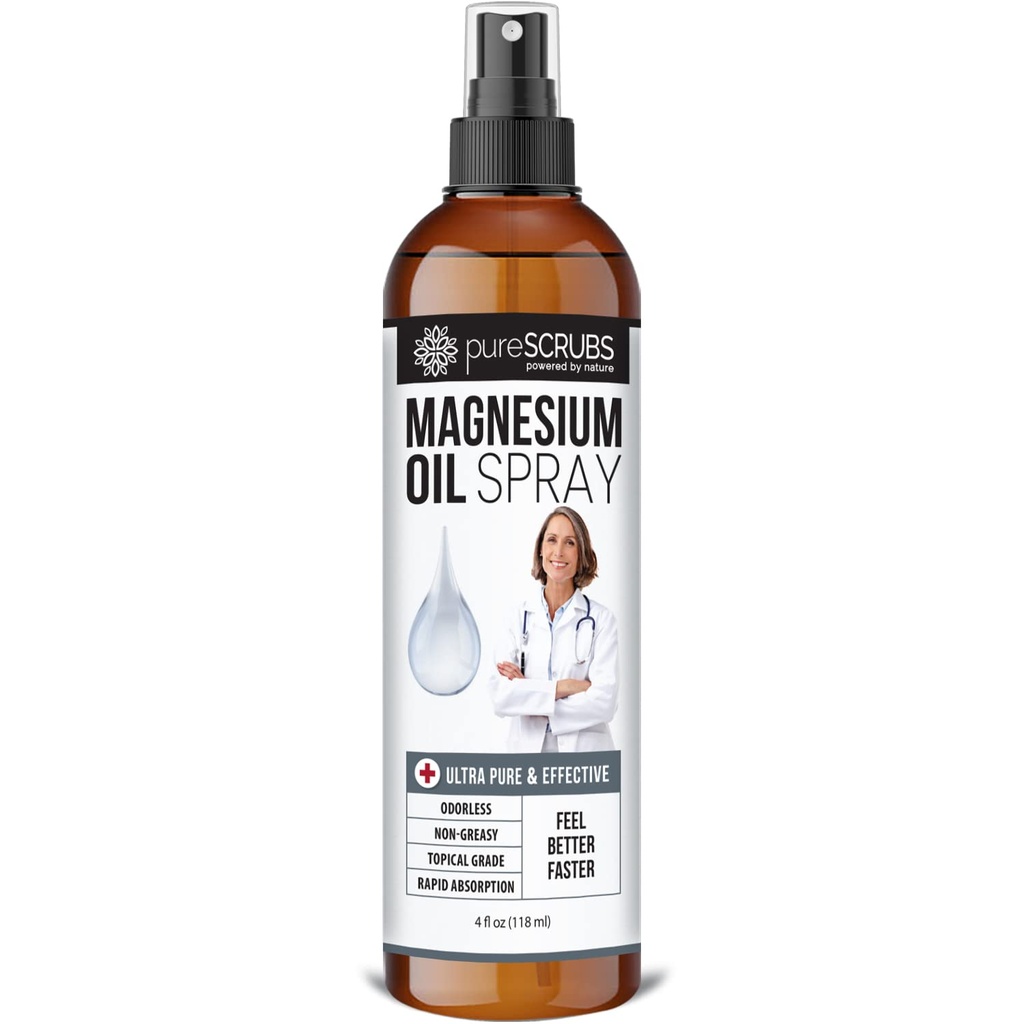 Schnelles Handeln reines topisches Magnesiumöl-Spray für Füße, Haut, Körper, ultraschnelle Absorption für bessere Gesundheit, Pure Zechstein Brine - (4 fl oz - 1pk)