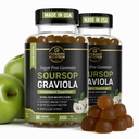Soursop Leaves & Soursop Fruit Gumies - 3000mg Soursop kivonat - 2 Pack Graviola Supplement - Soursop Fruit and Leaf - 120ct - Sugar- Free - Gluten Free - Non-GMO - Vegan Friendly