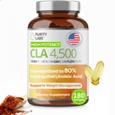 Tisztaság Labs CLA kiegészítők 4500MG - Non-GMO Pórsáfrányolaj - Támogatja az energiát, fogyás, szív-egészség, és izomegészség - 180 Lágy gél