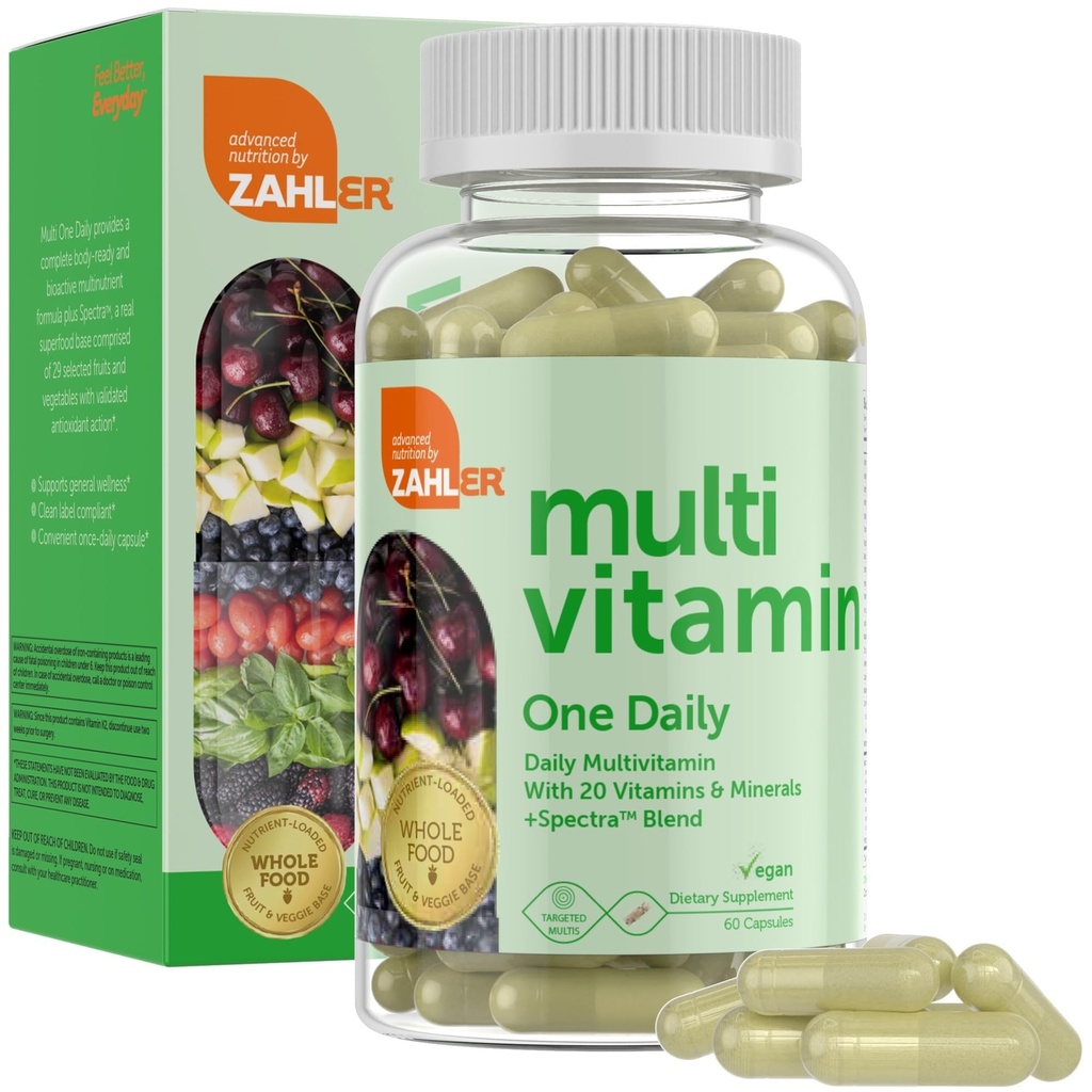 Zahler - Eine tägliche Vegan Multivitamine für Frauen & Männer (60 Count) Kosher Multivitamin - essentielle Vitamine & Minerals mit ganzer Nahrung Spectra Blend - Vegetarische und vegane Vitamine für Erwachsene