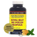 YS Organics Triple Bee Complex, Royal Jelly, Bee Pollen, Propolis - The Power of Nature Packed in 90 Capsules with Bonus worldwidenutrition Multi Cél