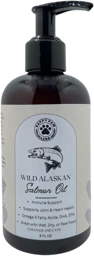 Pure Wild Alaskan Salmon Oil for Dog & Cats - Omega 3 Skin & Coat Supplement, Natural EPA + DHA Fatty Acids for Joint Function, Brain, Immune & Heart Health (8 FL OZ)