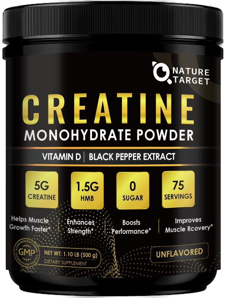Mikronisierte Kreatin-Monohydrat für Frauen und Männer, Kreatinpulver für Männer-Frauen zur Verbesserung der Leistung und Stärke, Unterstützung Muskelwachstum und Workout Erholung, 6.5g pro Servierungen, 75 Servierungen